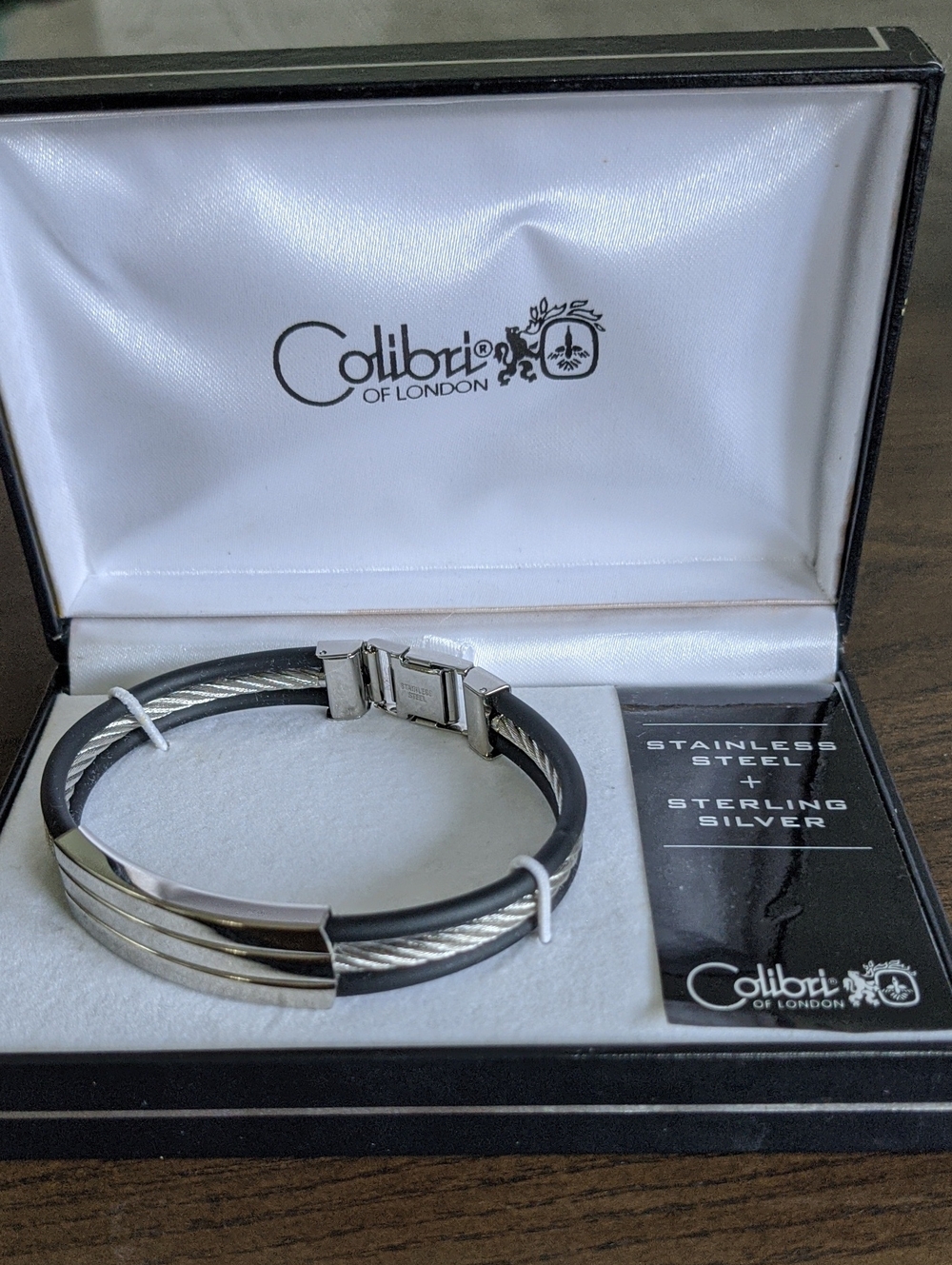Colibri of London Men's Sterling Silver & Stainless Steel Cable Bracelet